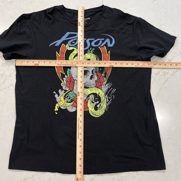 Poison Band T Shirt Mens Black Snake Skull Logo Poison Tee 2XL XXL 80's 90's - Picture 3 of 5